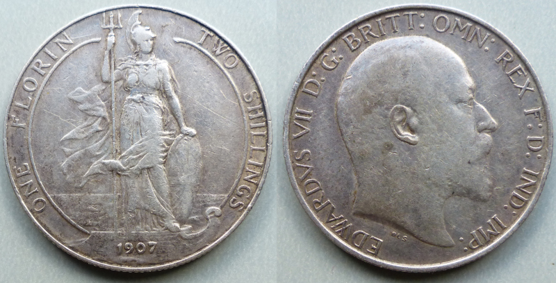 Edward VII 1907 Standing Britannia florin